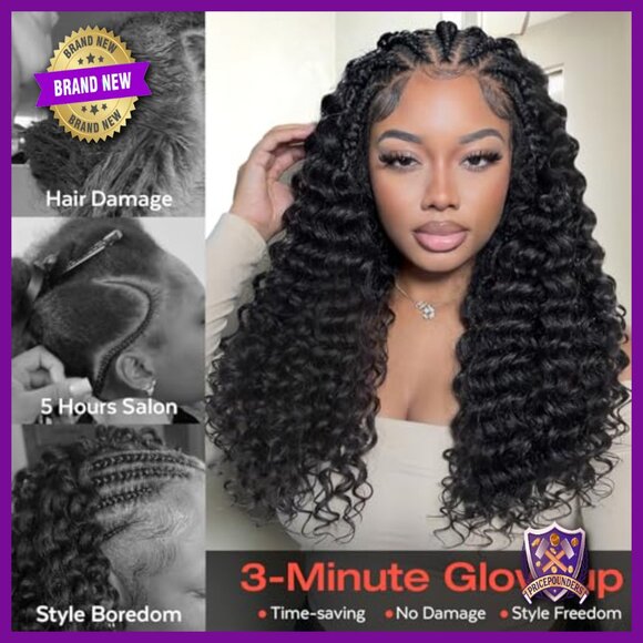 13x6 Lace Front Synthetic Wig Glueless Cornrow Curly 22 Inch Daily Use main image 5